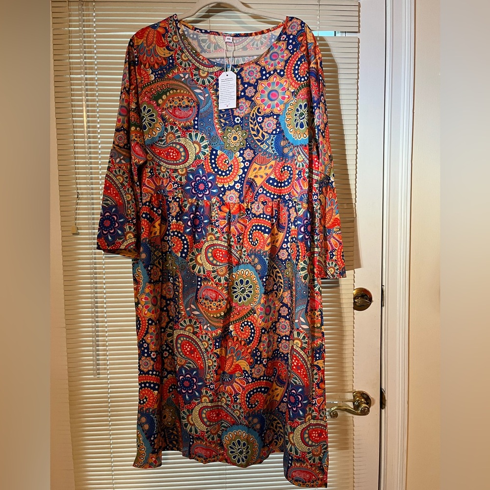 NWT bright paisley and Mandela dress. XXL